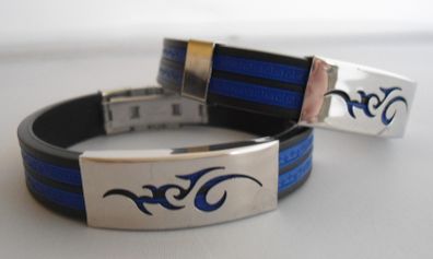 Men Stainless Steel Blue Silicone  Bracelet. Surf Jewellery. Mens Jewellery