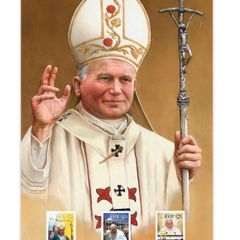 Rare Limited Edition Pope John Paul II Print with Irish Stamps + Certificate of Authenticity.