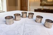 6 X Sterling Silver Hand Planished Napkin Rings(204 grams)
