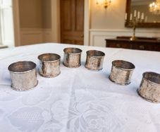 6 X Sterling Silver Hand Planished Napkin Rings(204 grams)