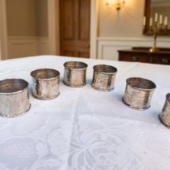 6 X Sterling Silver Hand Planished Napkin Rings(204 grams)