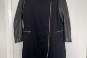 All Saints Black Parka Jacket with Leather Sleeves size S