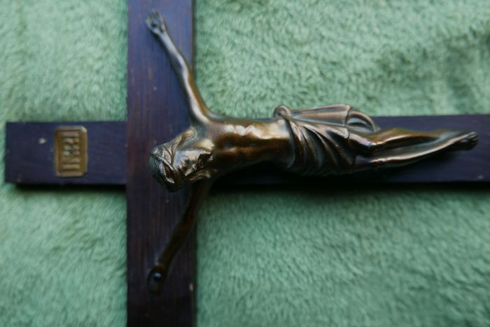 Vintage Germany 14,5"  Large  Wood Crucifix Cross