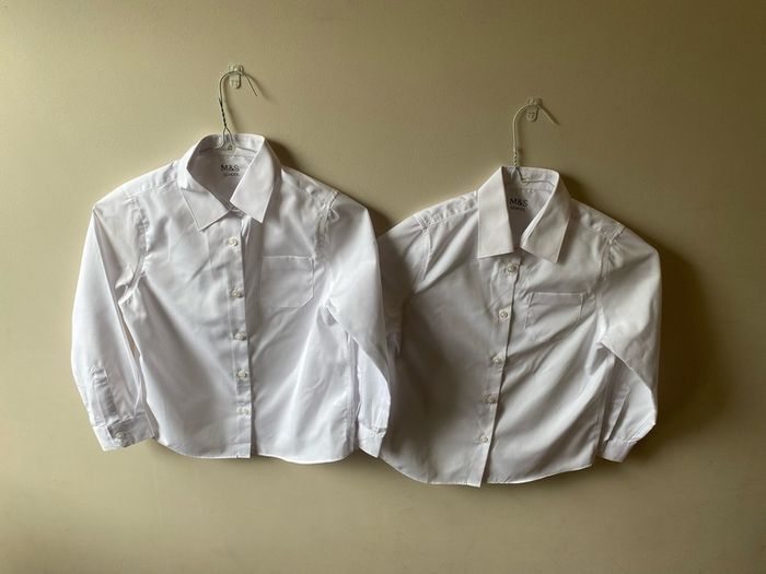 M&S white school shirts (new) age 8-9