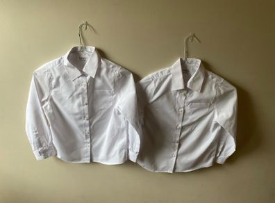 M&S white school shirts (new) age 8-9