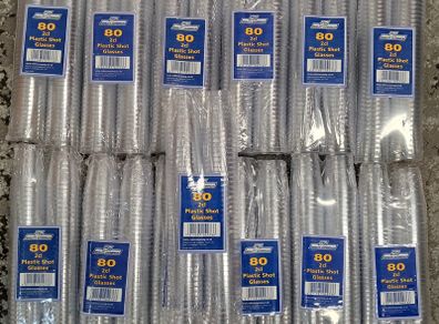 13 packs of 2cl Plastic Shot Glasses/Cups (NEW)