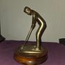Vintage Solid Brass Golfer Statue Image 3