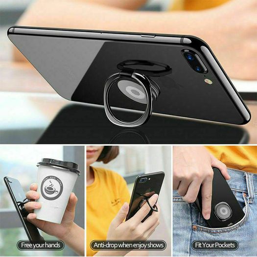 Magnetic Finger Ring Holder 360 for Phones Black or Silver