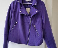 Suede Biker Jacket in Purple