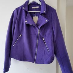 Suede Biker Jacket in Purple