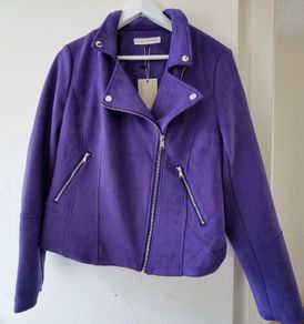 Suede Biker Jacket in Purple