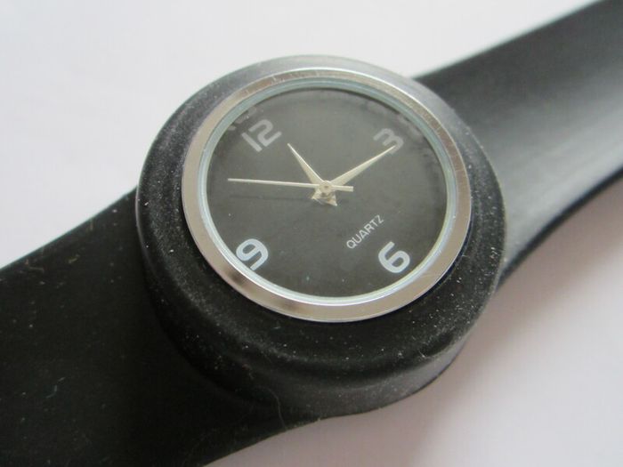 Slap-on Watch - Black Rubber Band