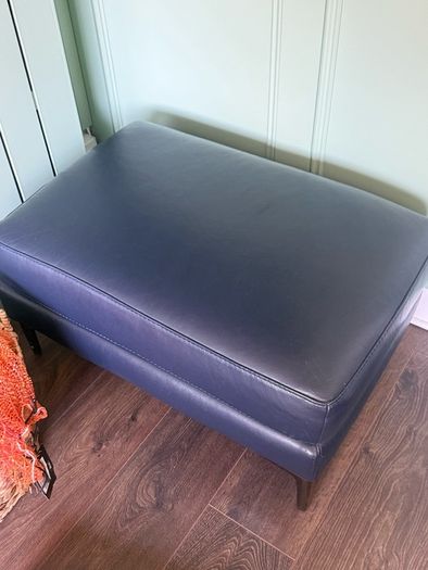 L shape navy leather couch