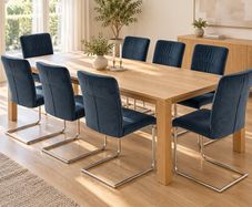 Set of 8 Navy Blue Velvet Dining Chairs