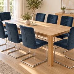 Set of 8 Navy Blue Velvet Dining Chairs