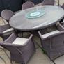 Rattan garden dining set with glass top table and 8 chairs Image 2