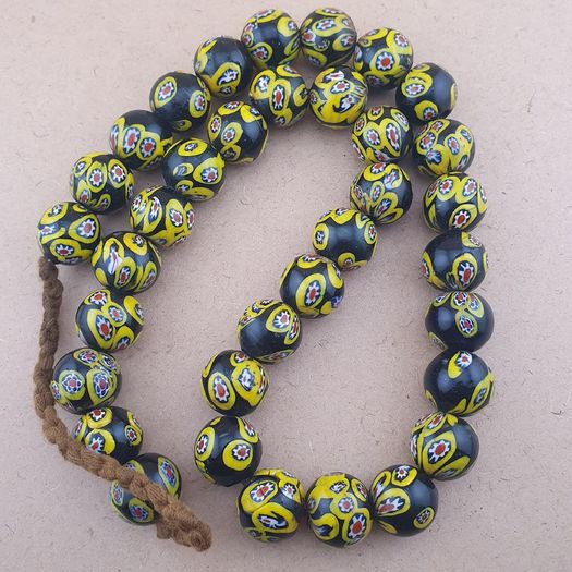 Antique Murano Style Millefiori Glass Beads Necklace 22 inches Strands