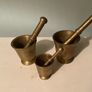 Trio of vintage heavy Brass mortar and Pestle Image 6