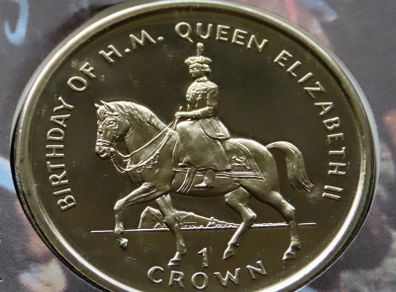Horse racing coin & stamp cover Gibraltar 1997 crown & Isle of Man stamp