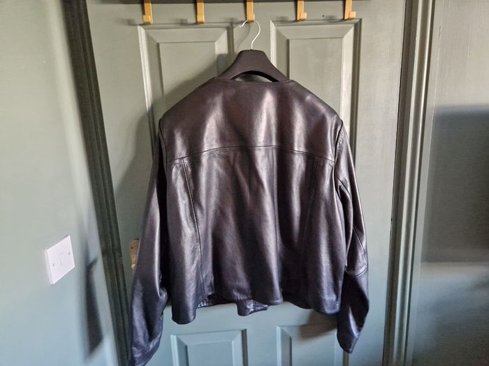 Ladies plus size black leather biker jacket