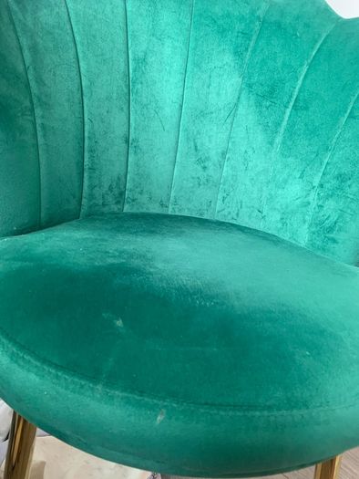 Green velvet shell chair