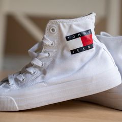 Tommy Hilfiger Round Toe Mid Top Lace Up Sneakers Women Size 37