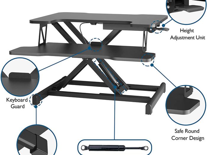 _Standing Desk Height Adjustable Sit / Stand Desk Converter with Deep Keyboard Tray Sit-to-Stand Desk for Laptop