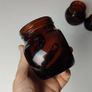 351 - Set of 3 Vintage Collectible Decorative Amber Glass Marmite Jars Image 3