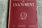 Rare vintage hardcover book titled Memories of Enjoyment by Stephen Gwynn