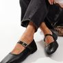 Black leather ballerina flat shoes size 38 Image 3