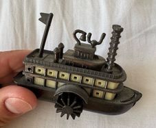 Vintage Metal Die Cast Miniature Steamboat Pencil Sharpener