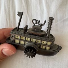 Vintage Metal Die Cast Miniature Steamboat Pencil Sharpener