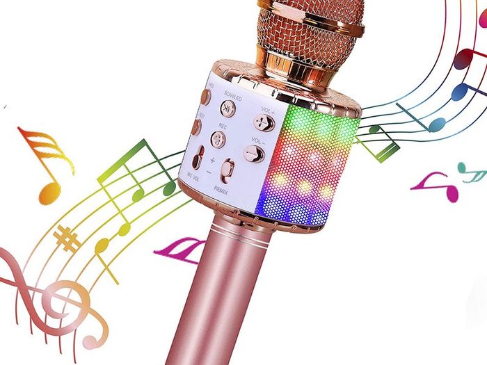 Wireless Karaoke Microphone,Bluetooth Dancing LED Lights Handheld Portable Speaker Karaoke Machine,Compatible with Android & iOS Devices,Home KTV Outdoor Party