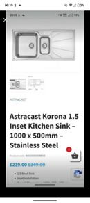 Astracast Korona 1.5 Bowl Stainless Steel Kitchen Sink  NEW