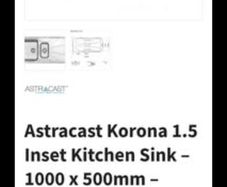 Astracast Korona 1.5 Bowl Stainless Steel Kitchen Sink  NEW