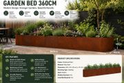 360cm Weathering Steel Raised Garden Bed Large Garden Planter