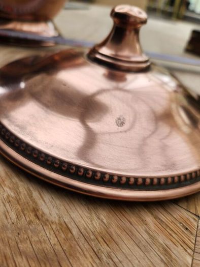 Heavy French copper pot with lid