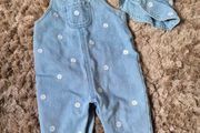 Flower Denim Dungarees &amp; Sun Hat