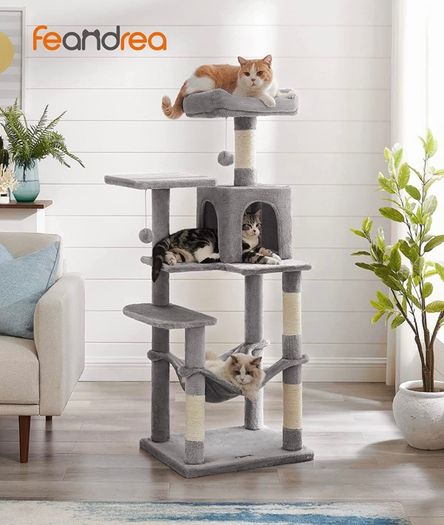 Cat Tree, Cat Condo with Hammock, 143 cm, Light Grey (FREE POSTAGE)