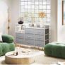 Chest of Drawers Bedroom, 8 Fabric Drawers, Light Grey, 30x132x88cm Image 2