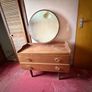 Vintage Dressing Table with Round Mirror Retro Vanity Image 3