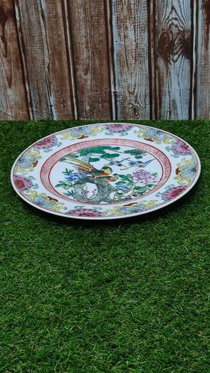 Qianlong Chinese Antique Plate 10 Inch 26cm Paradise Birds Flowers