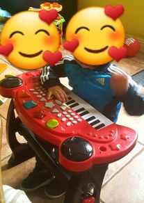 Toy Piano Keyboard with a Stool