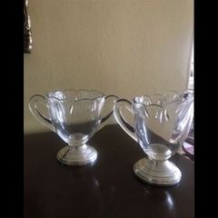 Antique Silver Footed Sugar and Milk Bowls