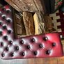 Antique Brass Club Fender with Burgundy Buttoned Seating Image 4