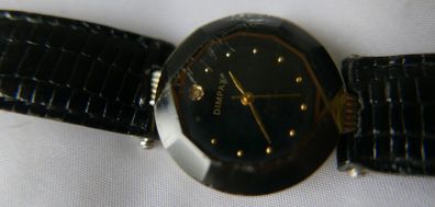 18k Gold Plated Vintage Dimpax Crystal Blue Glass Ladies Quartz Wrist Watch (some Scratches On The Crystal)