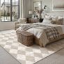 Rugs Living Room Area Rug 200x300cm Beige Bedroom Large Checkered Carpet Washable Non Slip Lounge Office Dining Room Soft Low Pile Modern Geometric Carpets Image 5