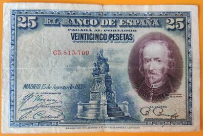 1928 Spain 25 Pesetas Calderon De La Barca