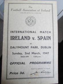 Ireland V Spain 1947 Programme