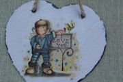 Home decor, Slate picture, Decoupage,Handmade art, Heart picture